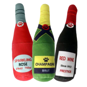 Pluche-hondenspeeltjes-Wijnpakket