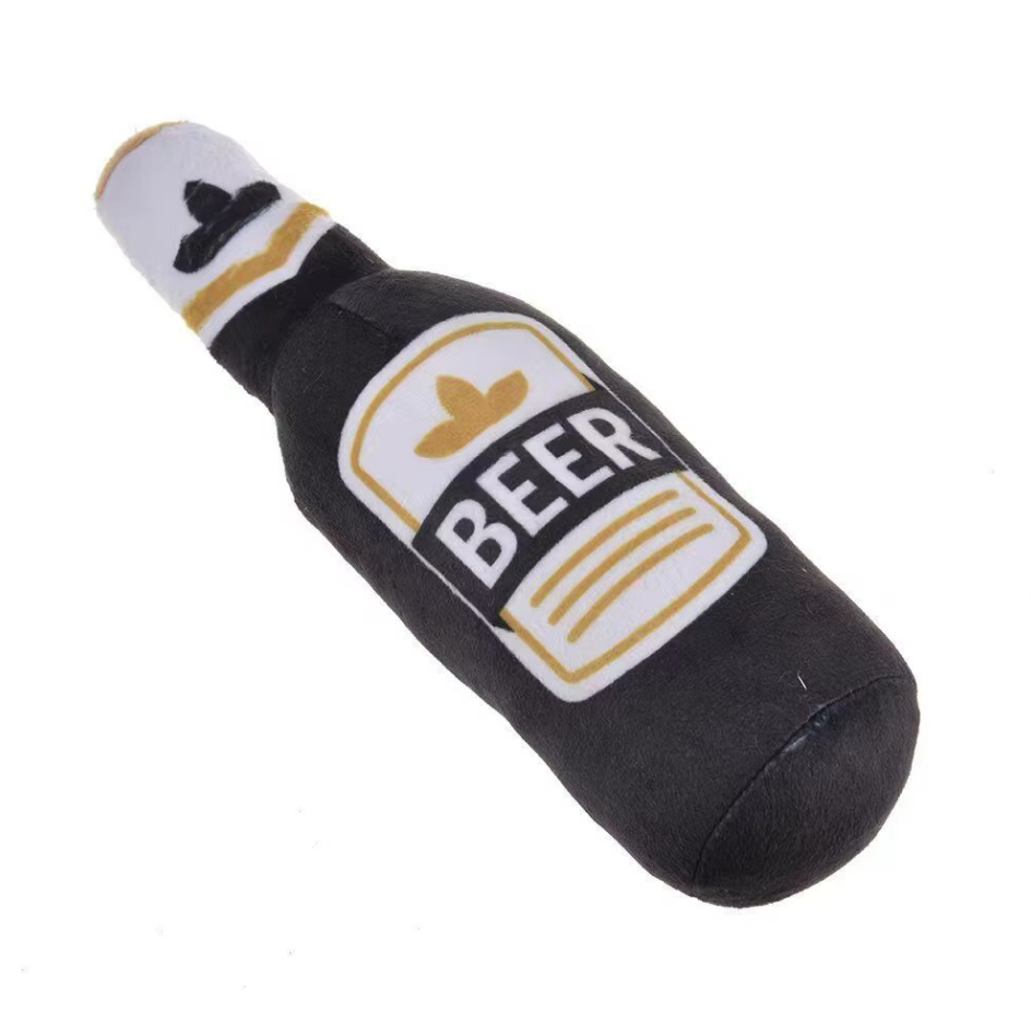 zwart-bier-hondenspeeltje-pluche